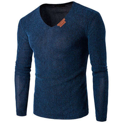 Модерна изчистена памучна мъжка блуза с дълъг ръкав в 4 цвята