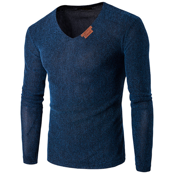Модерна изчистена памучна мъжка блуза с дълъг ръкав в 4 цвята