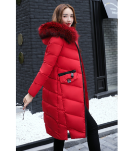 Много стилно зимно дълго яке за дамите с надписи и качулка с пух в много цветове