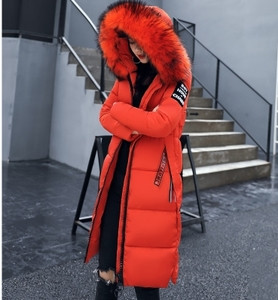 Много стилно зимно дълго яке за дамите с надписи и качулка с пух в много цветове