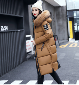 Много стилно зимно дълго яке за дамите с надписи и качулка с пух в много цветове