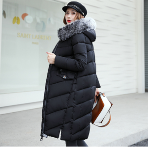 Много стилно зимно дълго яке за дамите с надписи и качулка с пух в много цветове