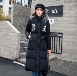 Много стилно зимно дълго яке за дамите с надписи и качулка с пух в много цветове