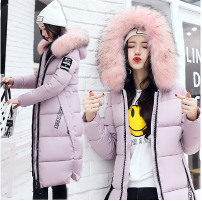 Много стилно зимно дълго яке за дамите с надписи и качулка с пух в много цветове