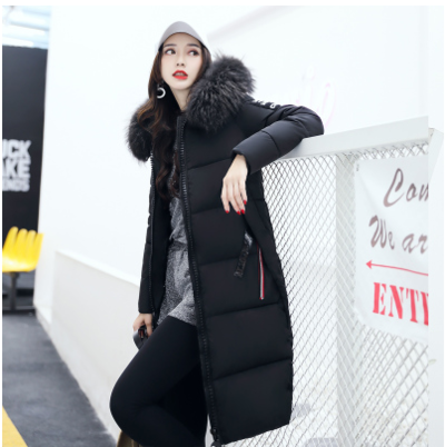 Много стилно зимно дълго яке за дамите с надписи и качулка с пух в много цветове