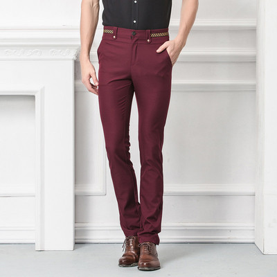 Спортно-елегантен мъжки Slim-fit панталон в бял, черен, син и бордо цвят