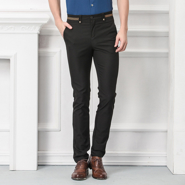 Спортно-елегантен мъжки Slim-fit панталон в бял, черен, син и бордо цвят