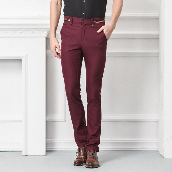 Спортно-елегантен мъжки Slim-fit панталон в бял, черен, син и бордо цвят