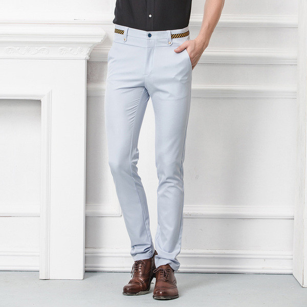 Спортно-елегантен мъжки Slim-fit панталон в бял, черен, син и бордо цвят