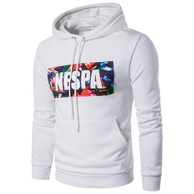 Мъжки суичър със щампа и качулка в 6 различни цвята