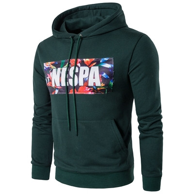 Мъжки суичър със щампа и качулка в 6 различни цвята