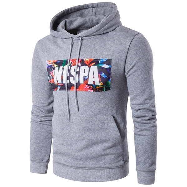 Мъжки суичър със щампа и качулка в 6 различни цвята