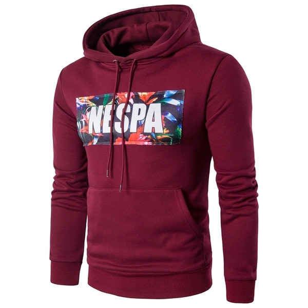 Мъжки суичър със щампа и качулка в 6 различни цвята
