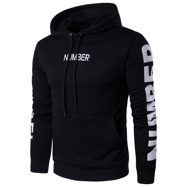 Мъжки суичър с надписи и качулка, подходящ за ежедневие