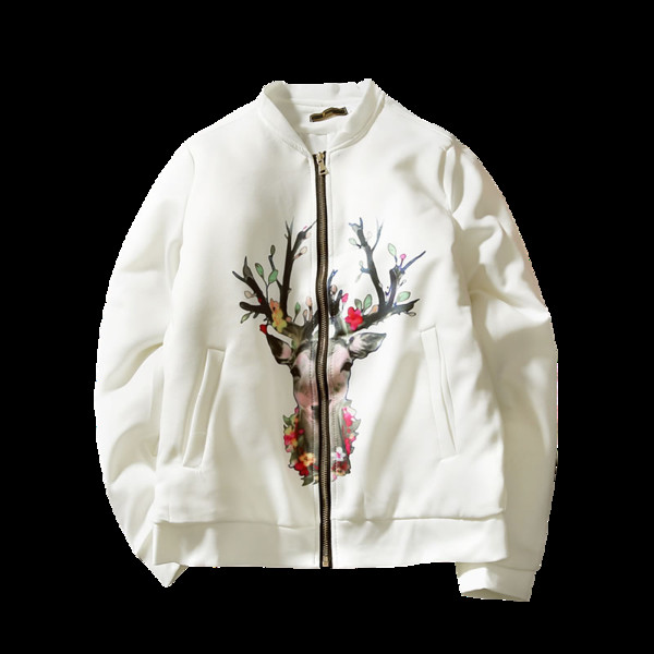 Стилно мъжко есенно яке с апликация в черен и бял цвят 