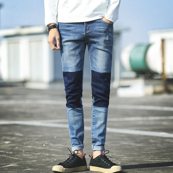 Ежедневни мъжки Слим дънки с интересен дизайн в много размери