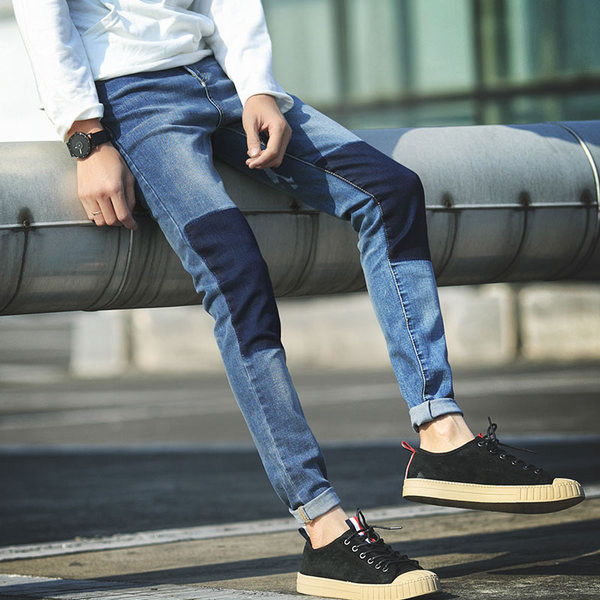 Ежедневни мъжки Слим дънки с интересен дизайн в много размери