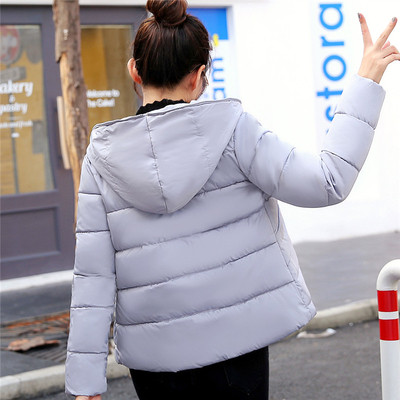 Дамско семпло зимно яке с качулка в пет цвята