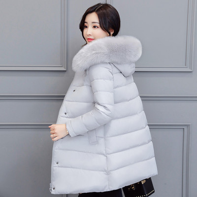 Стилно дълго зимно с качулка и пух в няколко цвята