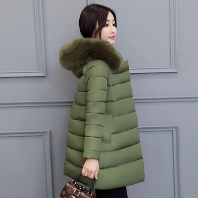 Стилно дълго зимно с качулка и пух в няколко цвята