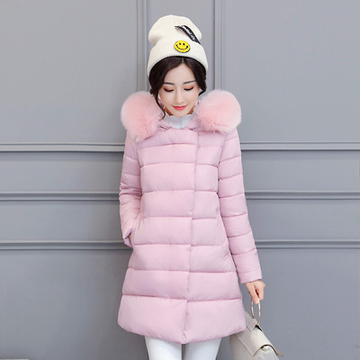 Стилно дълго зимно с качулка и пух в няколко цвята