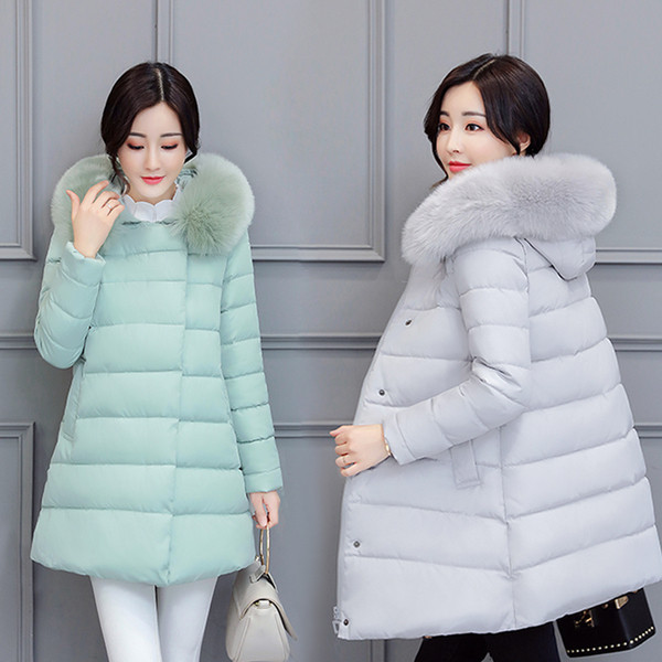 Стилно дълго зимно с качулка и пух в няколко цвята