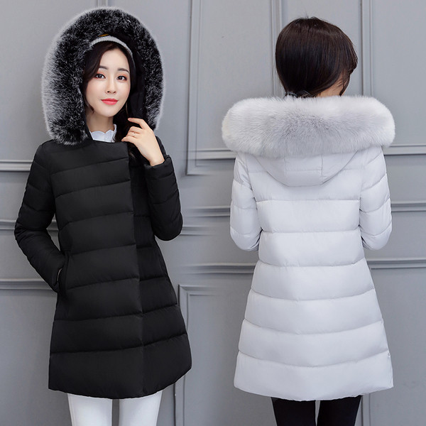 Стилно дълго зимно с качулка и пух в няколко цвята