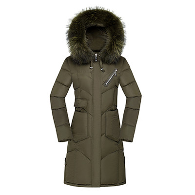 Стилно дълго дамско яке в няколко цвята с качулка с пух