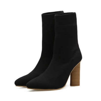 Ежедневни дамски боти с висок дебел ток и топла подплата