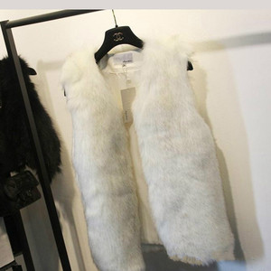 Стилен и дълъг дамски елек с косъм имитация на лисица в няколко цвята