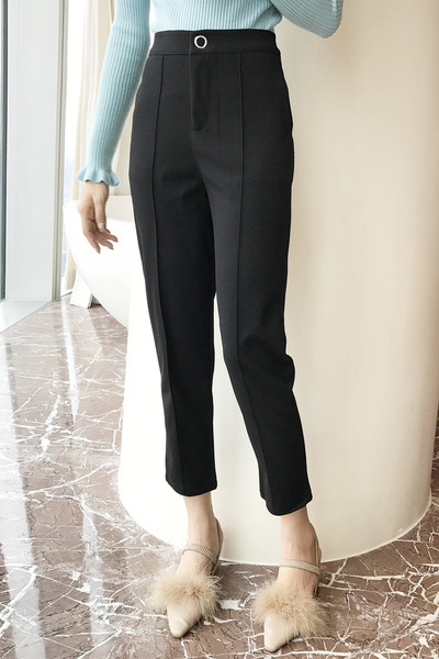 Елегантен дамски панталон с висока талия и дължина 7/8