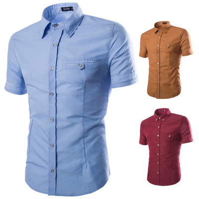 Пролетно-лятна мъжка тънка риза с къс ръкав в различни цветове