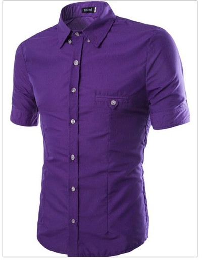 Пролетно-лятна мъжка тънка риза с къс ръкав в различни цветове