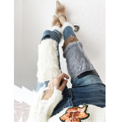 Дамски дънки с висока талия и 7/8 дължина с пух, подходящи за ежедневие