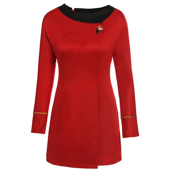 Дамска рокля с дълъг ръкав и широка О-образна яка в два цвята