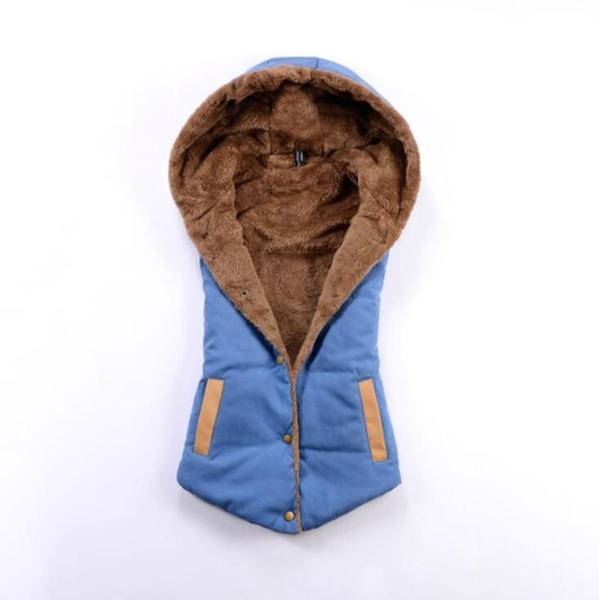 Ежедневен дамски елек с топла подплата и качулка - няколко цвята