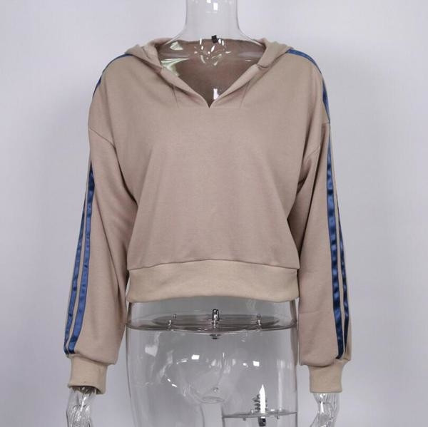 Ежедневен дамски суичър с хлабава яка,качулка и дълъг ръкав