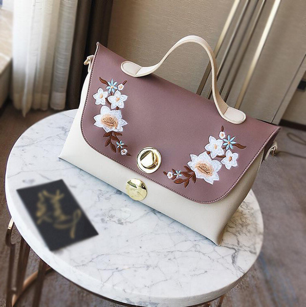 Ежедневна дамска ръчна чанта с флорални мотиви+дълга дръжка за през рамо