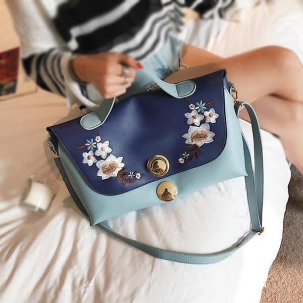 Ежедневна дамска ръчна чанта с флорални мотиви+дълга дръжка за през рамо