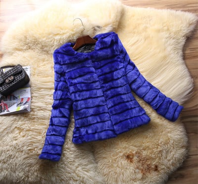 Стилно палто за дамите с имитиращ заешки косъм в няколко цвята