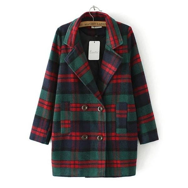 Дамско палто в ретро стил с шарени геометрични фигурки