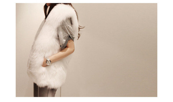 Стилен дълъг дамски елек с имитиращ косъм на лисица в няколко цвята