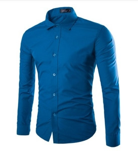 Небрежна мъжка слим-фит изчистена риза в много различни цветове