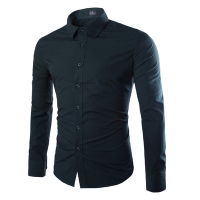 Небрежна мъжка слим-фит изчистена риза в много различни цветове
