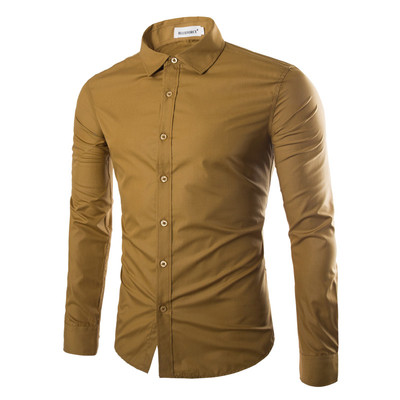 Небрежна мъжка слим-фит изчистена риза в много различни цветове
