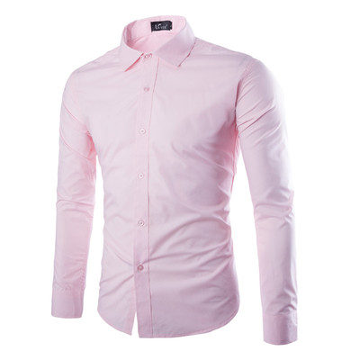 Небрежна мъжка слим-фит изчистена риза в много различни цветове