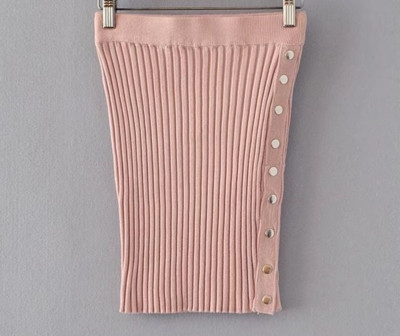 Ежедневна дамска плисирана пола с копчета и  цепка