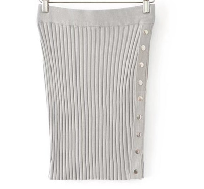 Ежедневна дамска плисирана пола с копчета и  цепка