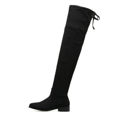 Ежедневни дамски дълги ботуши с дебел док в сив и черен цвят