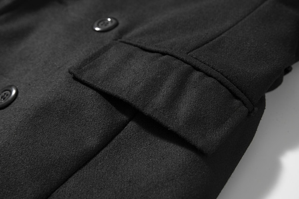 Зимно дълго мъжко палто с 2 реда копчета и колан